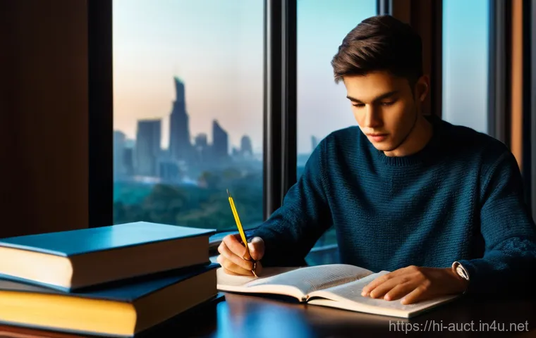 경매사 시험 준비 중 놓치기 쉬운 부분 - **Prompt 1: The Foundation Builder**
A young, determined student, male or female, sits at a clea...