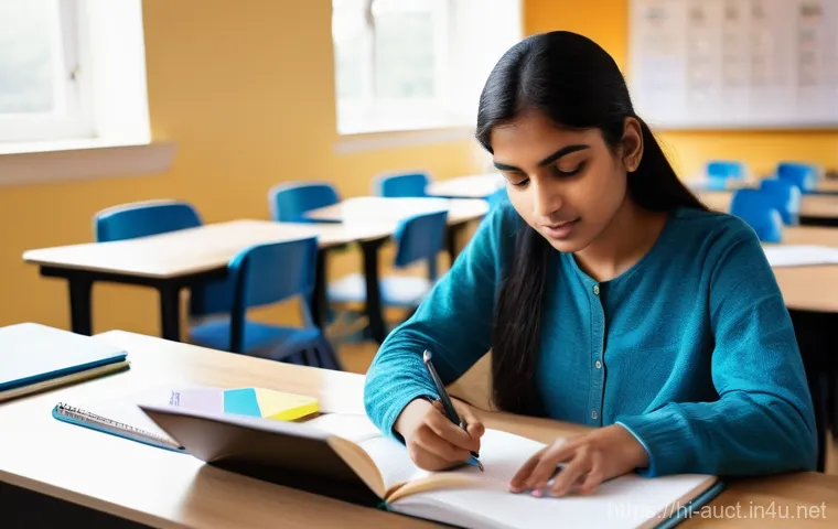 경매사 필기시험 대비를 위한 교재 추천 - **A Focused Study Session with a Structured Plan**
A young adult of Indian descent, with a deter...