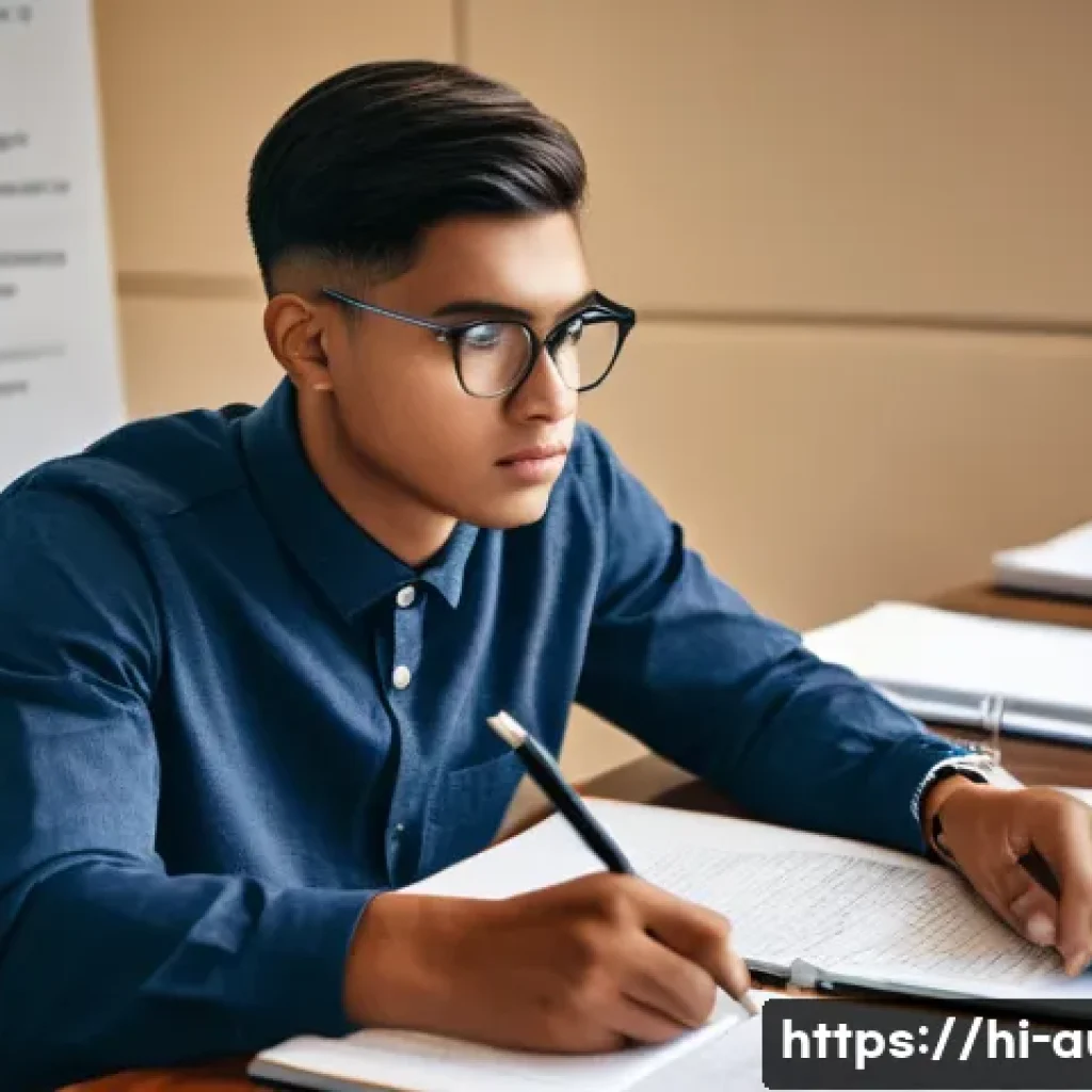 경매사 필기 시험 합격 비결 - A focused and determined young student, in their mid-20s, neatly dressed in a comfortable yet smart ...