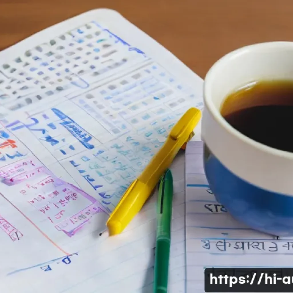 경매사 실기시험 대비 노트 작성법 - A vibrant study desk scene focused on preparing auction exam notes in Hindi, featuring an open noteb...