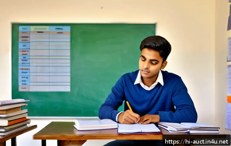 경매사 자격증 시험에서 떨어진 이유 분석 - A focused Indian student studying at a tidy desk in a bright room, with neatly organized notes and t...