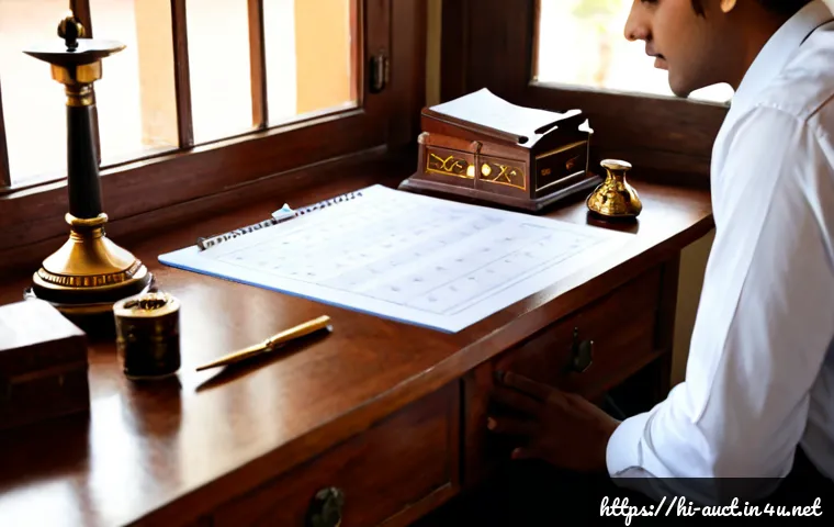 Home 17 경매사 시험에서 자주 나오는 문제 유형 - Photorealistic study scene for an auctioneer certification exam, Indian adult student seated at a cl...